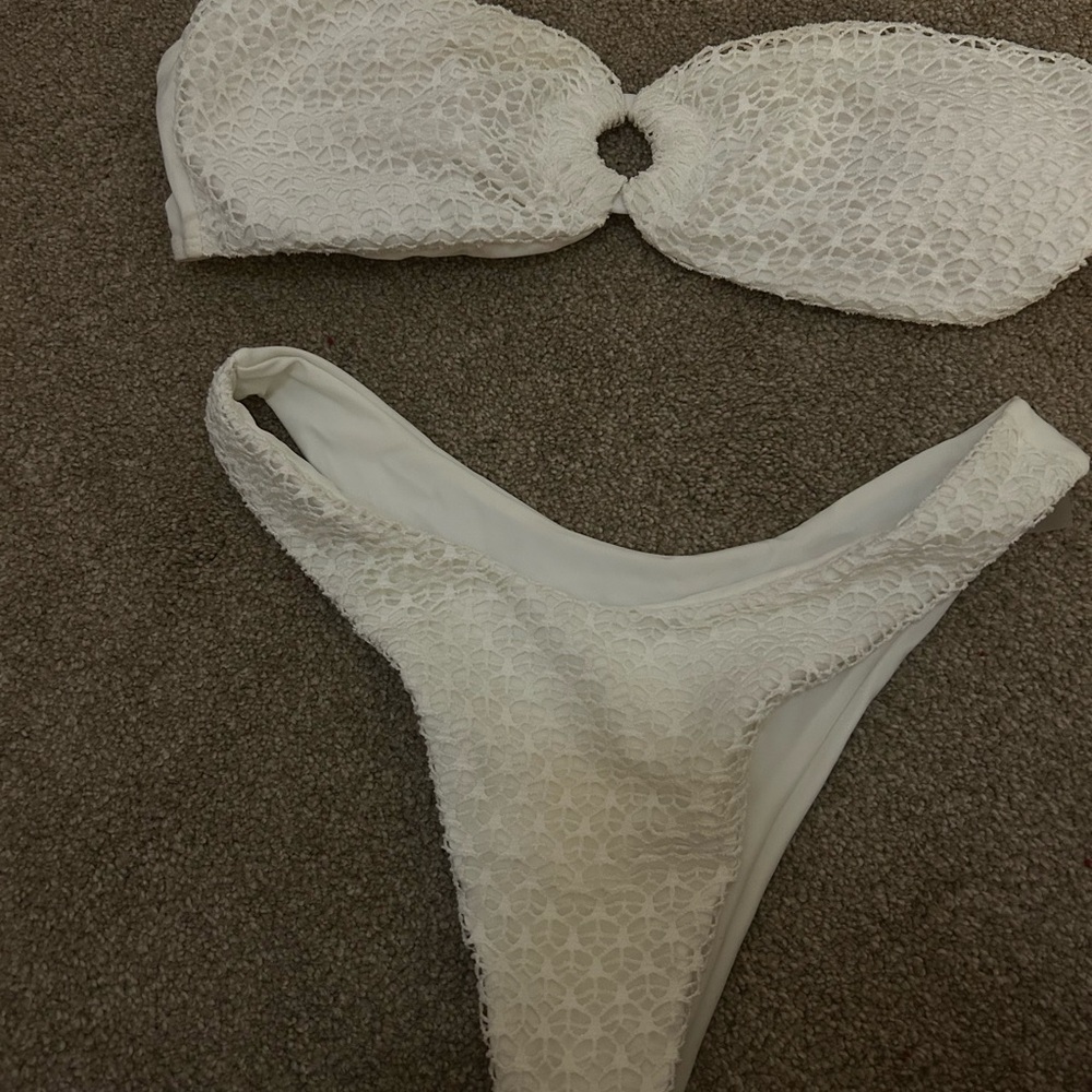SHEIN White Textured Bikini Set